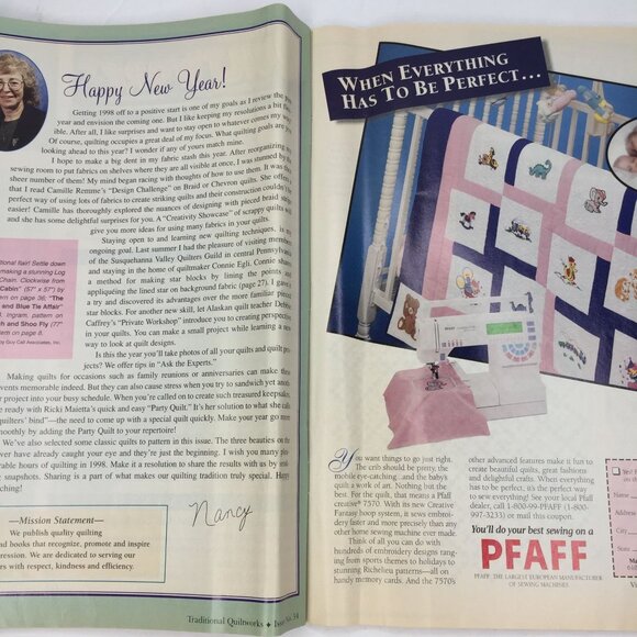 Traditional Quiltworks Pattern Magazine Quilter Feb Mar 1998 Issue No 54 Pattern - Picture 3 of 13